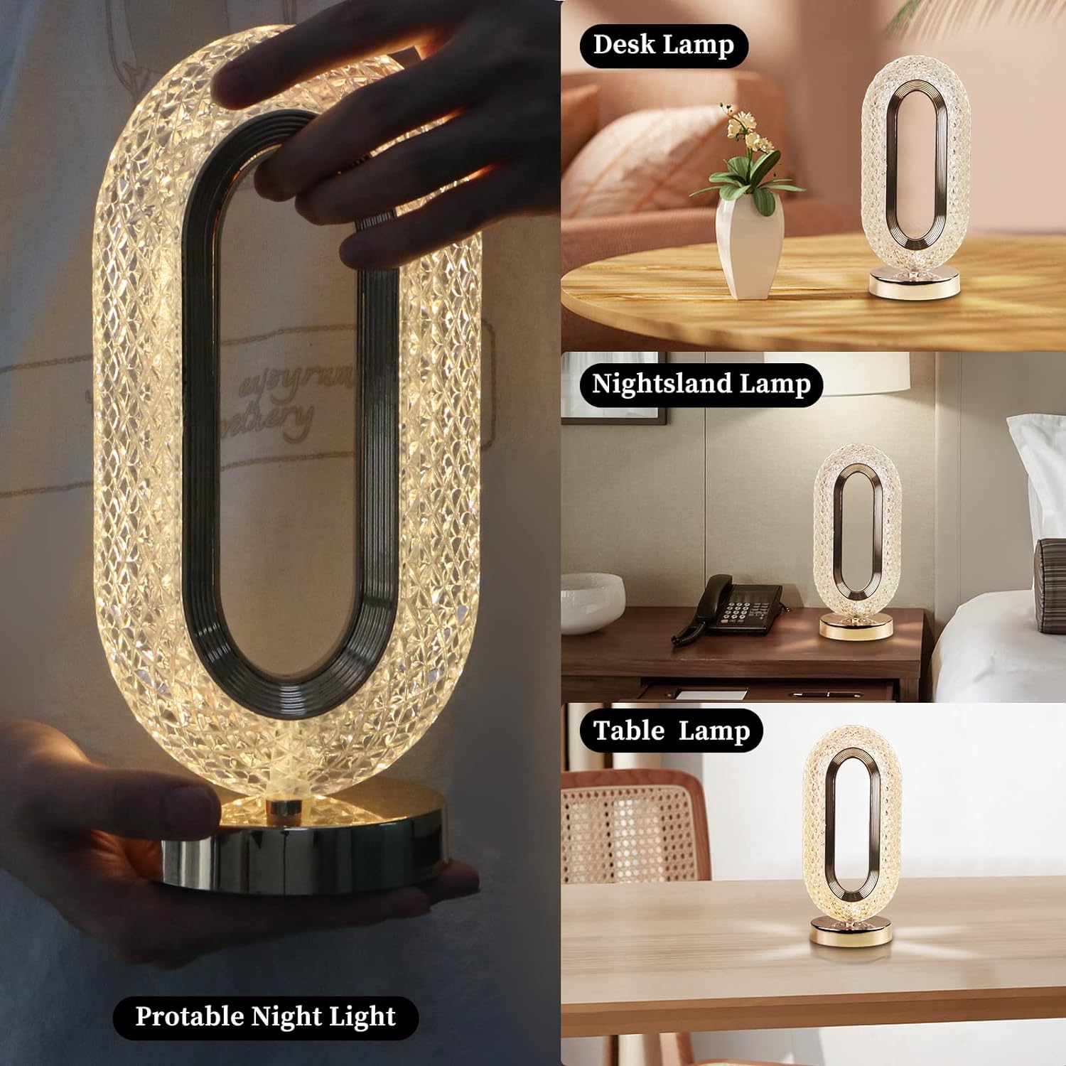 6878 Touch Control Crystal Table Desk Lamp, 3-Way Dimmable Light, USB Rechargeable Crystal Diamond Table Lamp, Exquisite Night Stand Light Lamp Beside Lamp for Bedroom Living Room, Decorative Desk Lamp 6878 Touch Control Crystal Table Desk Lamp, 3-Way Dimmable Light, USB Rechargeable Crystal Diamond Table Lamp, Exquisite Night Stand Light Lamp Beside Lamp for Bedroom Living Room, Decorative Desk Lamp